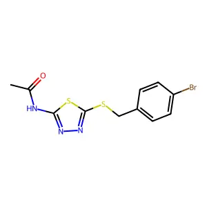 N-(5-((4-bromobenzyl)thio)-1,3,4-thiadiazol-2-yl)acetamide structure