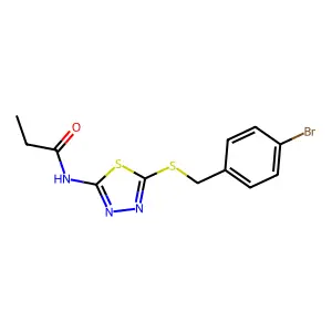 N-{5-[(4-bromobenzyl)sulfanyl]-1,3,4-thiadiazol-2-yl}propanamide structure