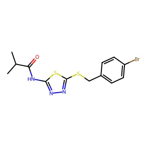 N-(5-((4-bromobenzyl)thio)-1,3,4-thiadiazol-2-yl)isobutyramide structure