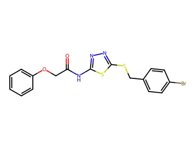 N-(5-((4-bromobenzyl)thio)-1,3,4-thiadiazol-2-yl)-2-phenoxyacetamide structure