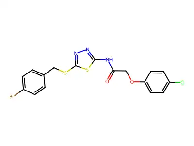 N-(5-((4-bromobenzyl)thio)-1,3,4-thiadiazol-2-yl)-2-(4-chlorophenoxy)acetamide structure