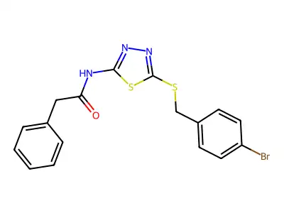N-(5-((4-bromobenzyl)thio)-1,3,4-thiadiazol-2-yl)-2-phenylacetamide structure