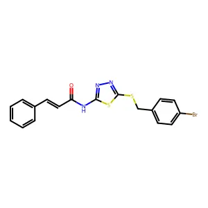 N-(5-((4-bromobenzyl)thio)-1,3,4-thiadiazol-2-yl)cinnamamide structure