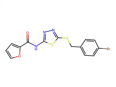 N-(5-((4-bromobenzyl)thio)-1,3,4-thiadiazol-2-yl)furan-2-carboxamide structure