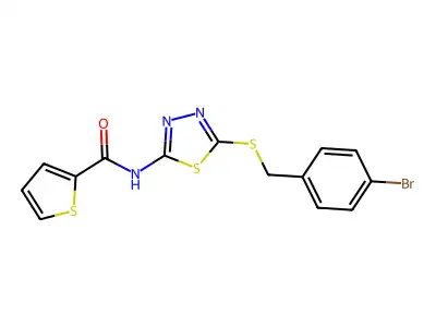 N-(5-((4-bromobenzyl)thio)-1,3,4-thiadiazol-2-yl)thiophene-2-carboxamide structure