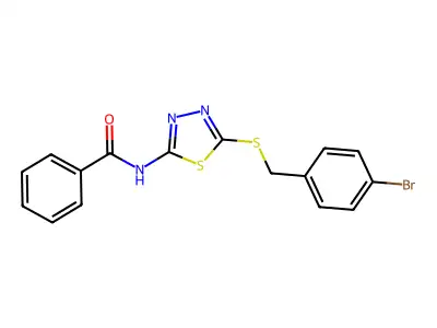 N-(5-((4-bromobenzyl)thio)-1,3,4-thiadiazol-2-yl)benzamide structure