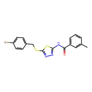 N-{5-[(4-bromobenzyl)sulfanyl]-1,3,4-thiadiazol-2-yl}-3-methylbenzamide structure
