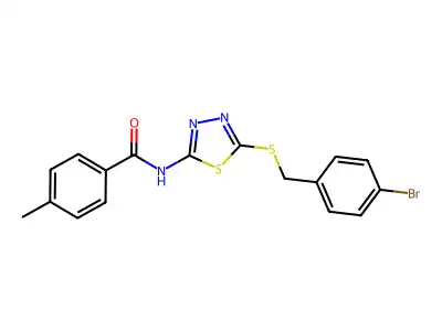 N-(5-((4-bromobenzyl)thio)-1,3,4-thiadiazol-2-yl)-4-methylbenzamide structure