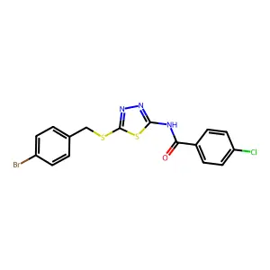 N-(5-(4-bromobenzylthio)-1,3,4-thiadiazol-2-yl)-4-chlorobenzamide structure