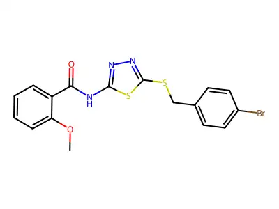 N-(5-((4-bromobenzyl)thio)-1,3,4-thiadiazol-2-yl)-2-methoxybenzamide structure