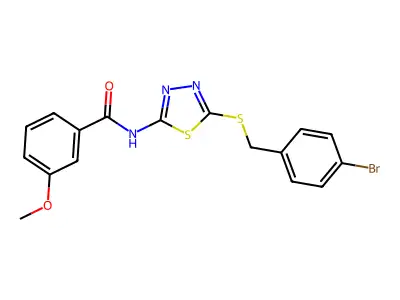 N-(5-((4-bromobenzyl)thio)-1,3,4-thiadiazol-2-yl)-3-methoxybenzamide structure