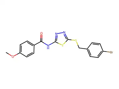 N-(5-((4-bromobenzyl)thio)-1,3,4-thiadiazol-2-yl)-4-methoxybenzamide structure