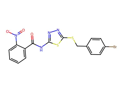 N-(5-((4-bromobenzyl)thio)-1,3,4-thiadiazol-2-yl)-2-nitrobenzamide structure