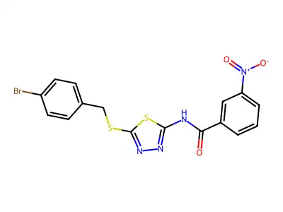 N-(5-((4-bromobenzyl)thio)-1,3,4-thiadiazol-2-yl)-3-nitrobenzamide structure