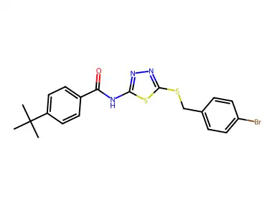 N-(5-((4-bromobenzyl)thio)-1,3,4-thiadiazol-2-yl)-4-(tert-butyl)benzamide structure