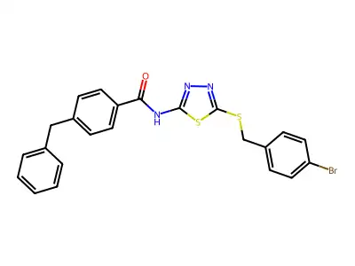 4-benzyl-N-(5-((4-bromobenzyl)thio)-1,3,4-thiadiazol-2-yl)benzamide structure