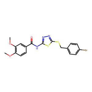 N-(5-((4-bromobenzyl)thio)-1,3,4-thiadiazol-2-yl)-3,4-dimethoxybenzamide structure