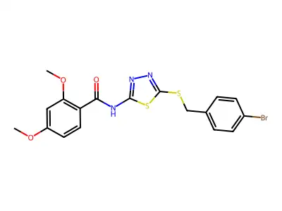 N-(5-((4-bromobenzyl)thio)-1,3,4-thiadiazol-2-yl)-2,4-dimethoxybenzamide structure