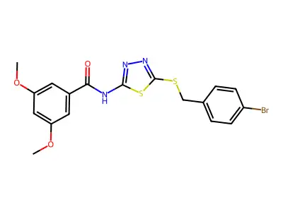 N-(5-((4-bromobenzyl)thio)-1,3,4-thiadiazol-2-yl)-3,5-dimethoxybenzamide structure