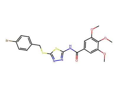 N-(5-((4-bromobenzyl)thio)-1,3,4-thiadiazol-2-yl)-3,4,5-trimethoxybenzamide structure