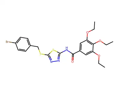 N-(5-((4-bromobenzyl)thio)-1,3,4-thiadiazol-2-yl)-3,4,5-triethoxybenzamide structure
