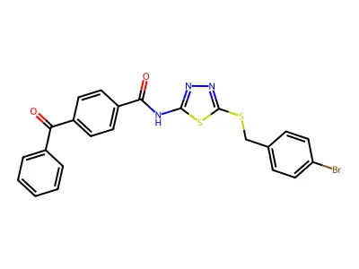4-benzoyl-N-[5-[(4-bromophenyl)methylsulfanyl]-1,3,4-thiadiazol-2-yl]benzamide structure