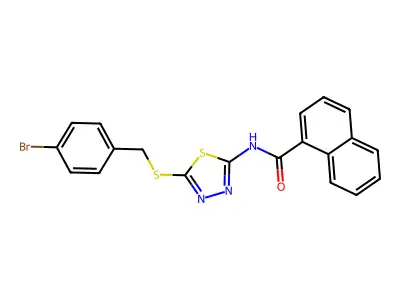 N-(5-((4-bromobenzyl)thio)-1,3,4-thiadiazol-2-yl)-1-naphthamide structure