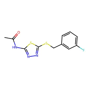 N-{5-[(3-fluorobenzyl)sulfanyl]-1,3,4-thiadiazol-2-yl}acetamide structure