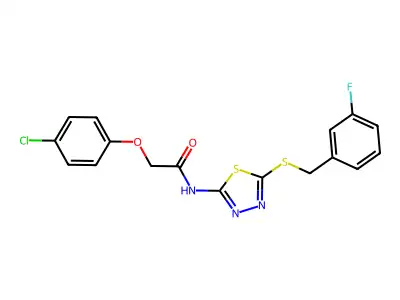 2-(4-chlorophenoxy)-N-(5-((3-fluorobenzyl)thio)-1,3,4-thiadiazol-2-yl)acetamide structure