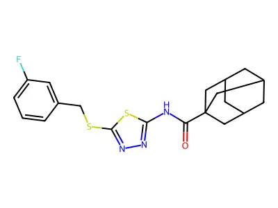 (3r,5r,7r)-N-(5-((3-fluorobenzyl)thio)-1,3,4-thiadiazol-2-yl)adamantane-1-carboxamide structure