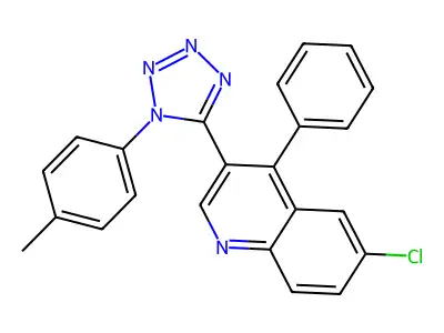 6-chloro-3-[1-(4-methylphenyl)-1H-tetraazol-5-yl]-4-phenylquinoline structure
