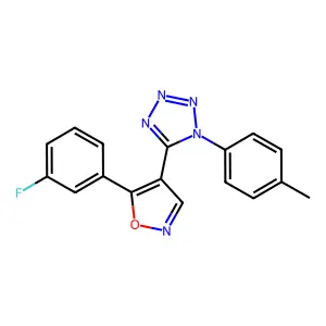 5-[5-(3-fluorophenyl)isoxazol-4-yl]-1-(4-methylphenyl)-1H-tetraazole structure