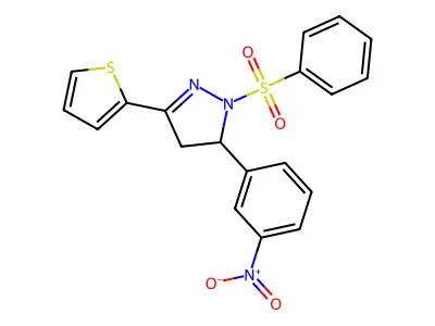2-(Benzenesulfonyl)-3-(3-nitrophenyl)-5-thiophen-2-yl-3,4-dihydropyrazole structure