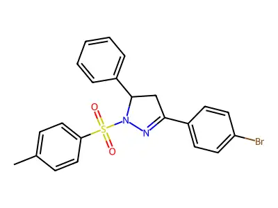 3-(4-bromophenyl)-5-phenyl-1-tosyl-4,5-dihydro-1H-pyrazole structure