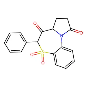 5,5-dioxo-6-phenyl-8,9-dihydro-7aH-pyrrolo[2,1-d][1,5]benzothiazepine-7,10-dione structure