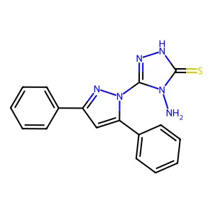 4-Amino-3-(3,5-diphenylpyrazolyl)-1,2,4-triazoline-5-thione structure