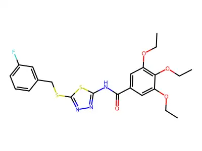 3,4,5-triethoxy-N-(5-((3-fluorobenzyl)thio)-1,3,4-thiadiazol-2-yl)benzamide structure