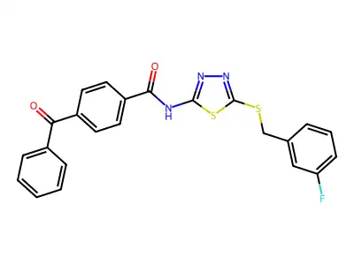 4-benzoyl-N-[5-[(3-fluorophenyl)methylsulfanyl]-1,3,4-thiadiazol-2-yl]benzamide structure