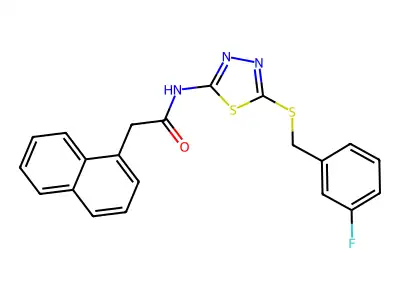 N-(5-((3-fluorobenzyl)thio)-1,3,4-thiadiazol-2-yl)-2-(naphthalen-1-yl)acetamide structure