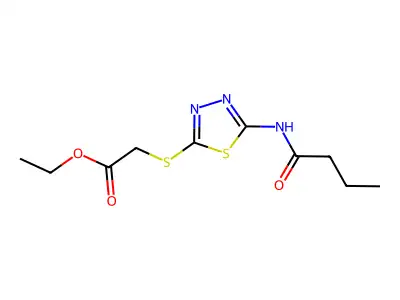 Ethyl 2-((5-butyramido-1,3,4-thiadiazol-2-yl)thio)acetate structure