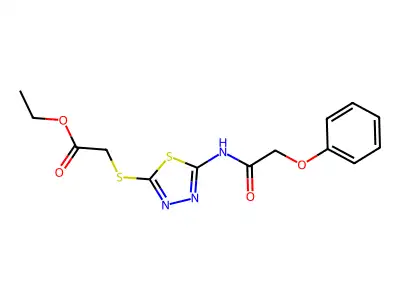 Ethyl 2-((5-(2-phenoxyacetamido)-1,3,4-thiadiazol-2-yl)thio)acetate structure