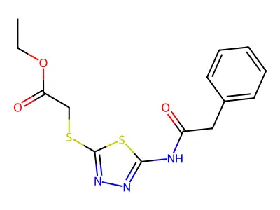 Ethyl 2-((5-(2-phenylacetamido)-1,3,4-thiadiazol-2-yl)thio)acetate structure