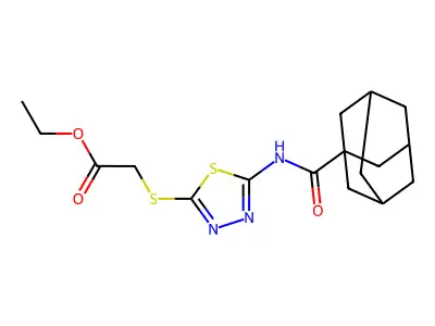 Ethyl 2-[[5-(adamantane-1-carbonylamino)-1,3,4-thiadiazol-2-yl]sulfanyl]acetate structure