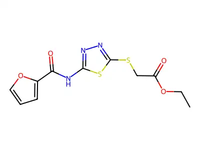 Ethyl 2-((5-(furan-2-carboxamido)-1,3,4-thiadiazol-2-yl)thio)acetate structure