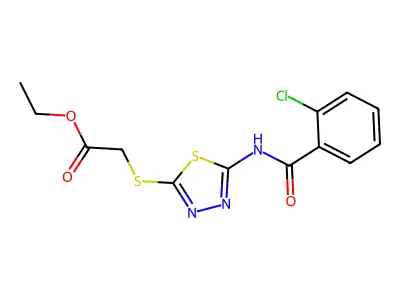 Ethyl 2-((5-(2-chlorobenzamido)-1,3,4-thiadiazol-2-yl)thio)acetate structure