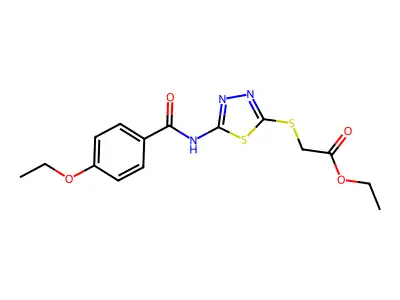 Ethyl 2-((5-(4-ethoxybenzamido)-1,3,4-thiadiazol-2-yl)thio)acetate structure