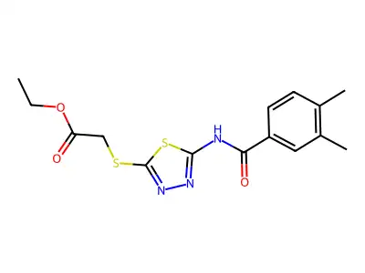 Ethyl 2-((5-(3,4-dimethylbenzamido)-1,3,4-thiadiazol-2-yl)thio)acetate structure