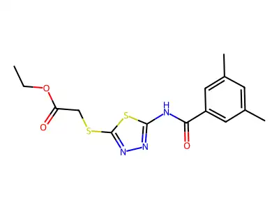 Ethyl 2-((5-(3,5-dimethylbenzamido)-1,3,4-thiadiazol-2-yl)thio)acetate structure