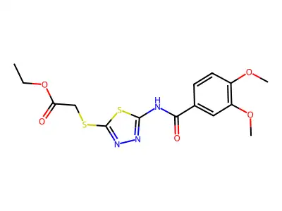 Ethyl 2-((5-(3,4-dimethoxybenzamido)-1,3,4-thiadiazol-2-yl)thio)acetate structure