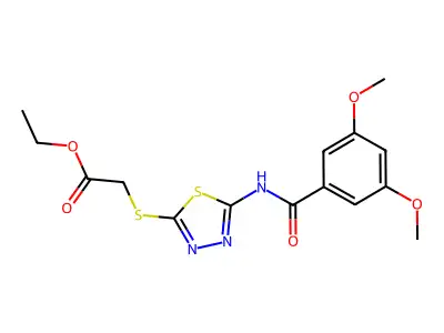 Ethyl 2-((5-(3,5-dimethoxybenzamido)-1,3,4-thiadiazol-2-yl)thio)acetate structure